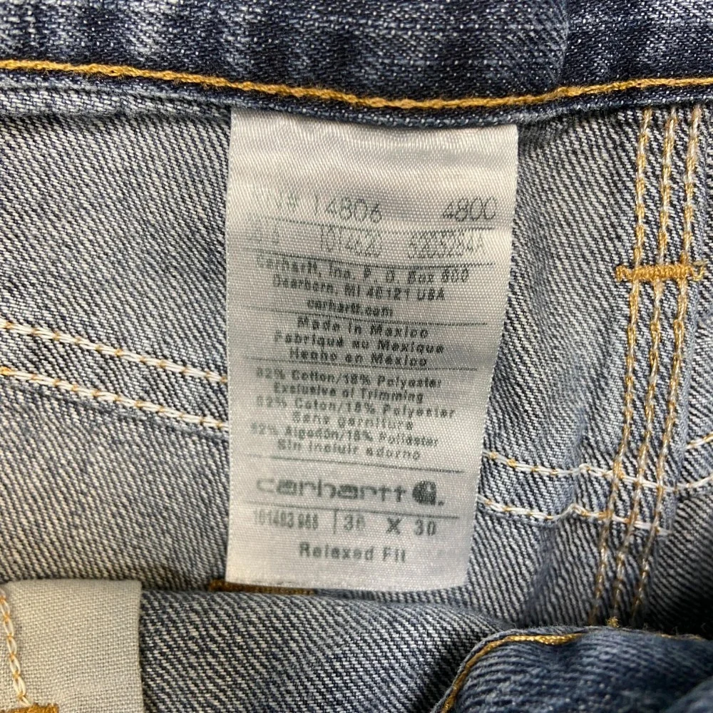 Vintage Carhartt Jeans Mens 38x30 Blue Denim Everyday Wear Relaxed Fit Wide Leg